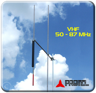 Omnidirectional antenna 2 elements 50-87 MHz